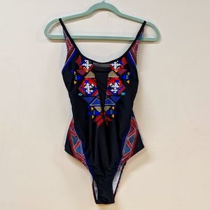 Geometric Patchwork One-Piece bathing suit (L)